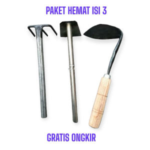 Paket Hemat alat berkebun isi 3 pcs Cangkul mini garuk mini dan kayul koret rumput