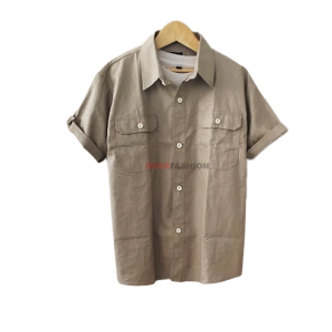 Kemeja Cosmo Anak Laki Laki Umur 12 Tahun Lengan Pendek  Abu Polos Korean Style 2023