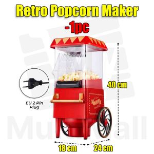 Retro Electric Popcorn Maker | Popcorn Maker Machine for Home | Corn  Popper | Hot Air Popcorn Machine | Corn Kernel Air Popper | Compact Electric Popcorn Maker | Oil Free Popcorn Maker | Snack Maker l Popcorn Maker