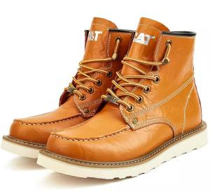 Caterpillar Men Cowhide Boots Lace-up Leather Comfy Durable outsole Mens French Style Martin Boots Casual Work Office Shoes