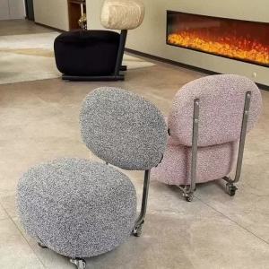 xpkQ Movable Stool Living Room Portable Pulley Backrest Small Stool Interior Modern Home Relaxing Chair Small Furniture for Home Q3P9R