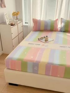 New Fitted Bedsheet With Rubber Single/Super Single/Queen/King Cadar Premium Skin-friendly Cotton Mattress Cover Soft Bed Cover
