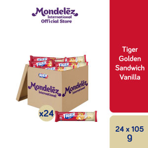 [Carton Deal]  Tiger Golden Sandwich Biscuits - [Vanilla /Strawberry] (105g x 24)