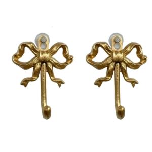 2Pcs Metal Decorative Wall Hook Key Holder Bowknot Shape Iron Hook Coat Hanger For Home Bathroom Entryway Easily Install