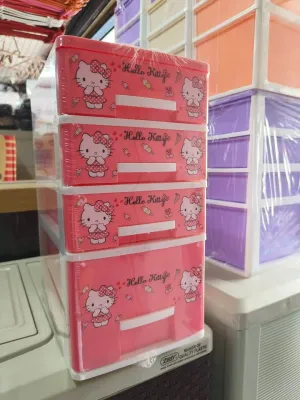 Hello Kitty 3/4/5 Layer Mini Drawer Storage Organizer Cute Plastic Cabinet Stackable