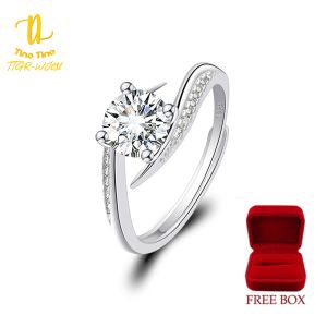 TINO TINO Cincin Wanita Model Liuk WJ031 Big Solitaire Full Permata zirkonia premium FREE KOTAK CINCIN
