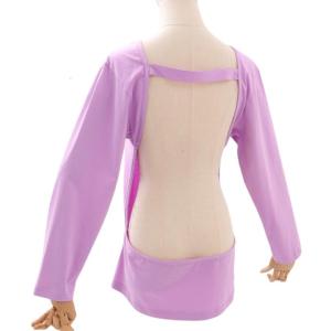 Fashionable Loose Fit Cut Out Backless Top for Women Long Sleeves Round Neck Sunbathing Spas T-Shirt for Beachwear