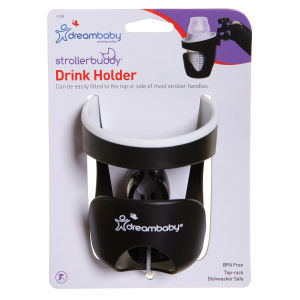 Dreambaby Compatible to all Stroller Premium Drink Holder Black/White Trim - Detachable Cup Holder