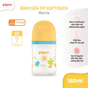 [PP SVIP] Bình sữa chống đầy hơi Pigeon cổ rộng cho bé sơ sinh núm ti siêu mềm chống sặc chính hãng