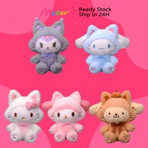 Cute Sanrio kuromi plushie cosplay cat cinnamoroll plush toy melody doll kid birthday gift