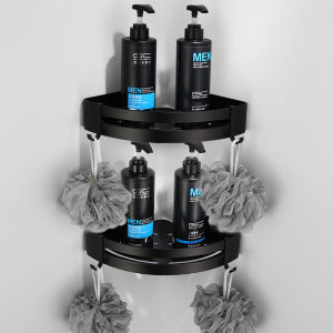 ชั้นวางของเข้ามุม ในห้องน้ำ ห้องครัว เคลือบผิวสีดำ5ชั้น ไม่เป็นสนิม BB-01A