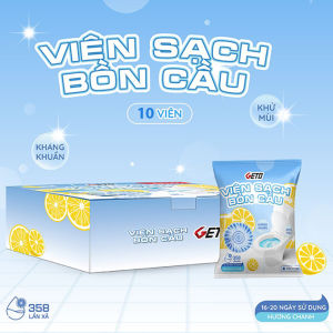 Viên Thả Sạch Bồn Cầu GETO Hương Chanh 50G CLEANZ - Cốc Thả Bồn Cầu Diệt Khuẩn Tẩy Sạch Mảng Bám Khử Mùi