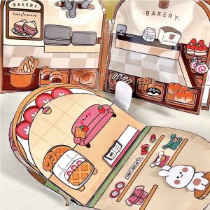 IPIE2 กระเป๋าวัสดุ Beanie Book หนังสือวัดความเงียบสำหรับนวดวาฟเฟิล หนังสือสติ๊กเกอร์ ทำเอง หนังสือเงียบร้านทำเล็บ 3D กระดาษฝ้าย สาวๆ