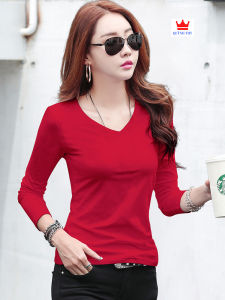 [ Mặc Là Mê *  ] Áo thun nữ cổ tim tay dài vải cotton đẹp dễ mặc dễ phối đồ mặc bốn mùa