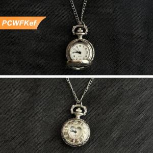 【PCWFKef】 นาฬิกาห่วงโซ่กระเป๋าหัวใจกลวงแฟชั่นพวงกุญแจดีไซน์นาฬิกาวินเทจสร้อยคอจี้เครื่องประดับของขวัญคู่รัก