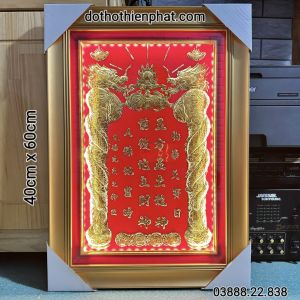 BÀI VỊ DÁT VÀNG 24K CÓ ĐÈN 40X60 : MÀU ĐỎ