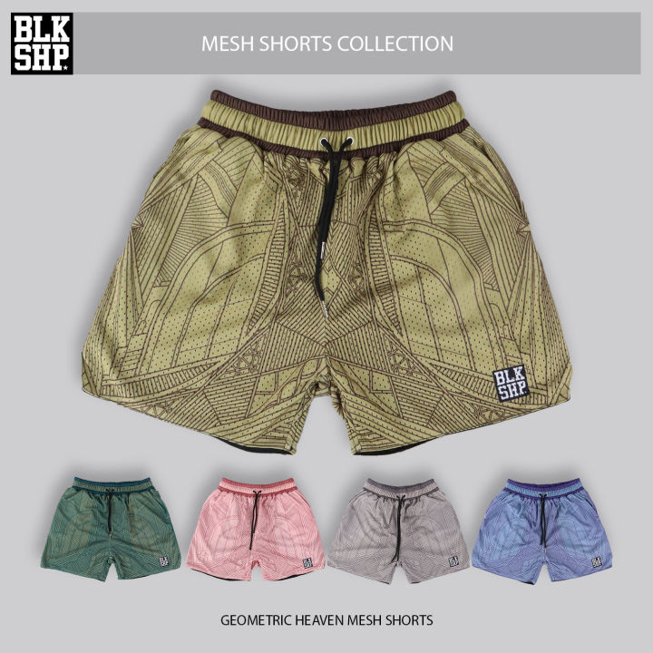 BLKSHP Geometric Heaven Mesh Shorts Summer Shorts Minimalist shorts Dri fit Shorts Gym Shorts Sports Shorts with Pocket and Lining