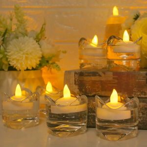 [Timmo House] 1/5PCS LED Floating Water Candle Light Flickering Flameless Waterproof Warm White Candles Lamp for Pool SPA Bathtub Wedding Party Dinner Decor