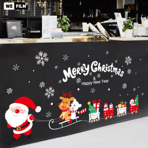 Christmas Sticker Happy New Year Window Glass Sticker Removable PVC Window Sticker for Shop Store