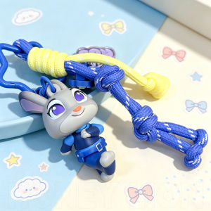 HoneyLion - Official Disney Zootopia Keychain - Judy Nick PVC Figure with Detachable Braided Rope Strap & Theme Card Gift