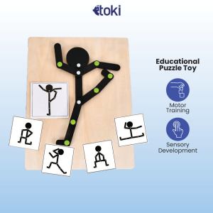 Toki - Kids Enlightenment Logic Game Montessori Toddler Fine Motor Training Matchstick Men Puzzle Education Toy Mainan Pembelajaran Rangsang Budak Kanak