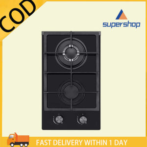 Double‑Zone Built‑in Kitchen Gas Cooker Black Tempered Glass Surface Heavy‑Duty Cast Iron Trivets Auto Pulse Ignition LPG Cooking Appliance
