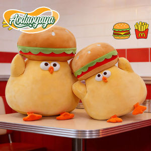 Aoduoyaya Hamburger Little Yellow Chicken Plush Toy Soft Stuffed Doll Pillow Cute Plushie Kids Birthday Gift