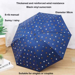 Folding for sunny and rainy/8 ribs/dark blue/cute bearbrow bear/Happy blooming everyday