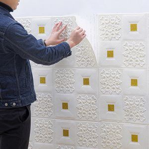 TERMURAH!! WALLPAPER 3D FOAM BATIK KECIL 35 x 35 CM WALLPAPER FOAM BATIK (SUN FLOWER) + STICKER WARNA TEBAL 3 MM