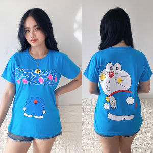 COD KC-045 KAOS WANITA LENGAN PENDEK DORAEMON PRINT DEPAN BELAKANG KAOS CEWE