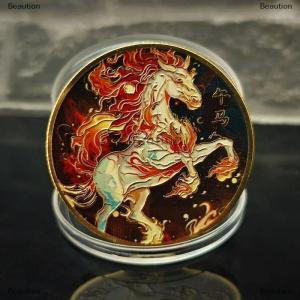 [COD] Beaution Colorful Zodiac Chinese Horse Souvenir Commemorative Lucky Challenge Collection Gifts With Protective Case