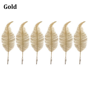 [Timmo House]6 PCS/Set 22cm Christmas Tree Decoration Gold Rose White Silver Feather Clips Glitter Baubles High-quality Christmas decorations