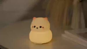 Cute Silicone Cat Night Light Dimmable Rechargeable Nursery Sleeping Light Kawaii Cordless Touch Light For Kids Room Decor