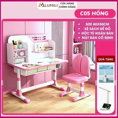 Tặng đèn led + gậy chống gù Bộ bàn ghế chống gù chống cận bàn học thông minh cho học sinh điều chỉnh độ cao 50x80