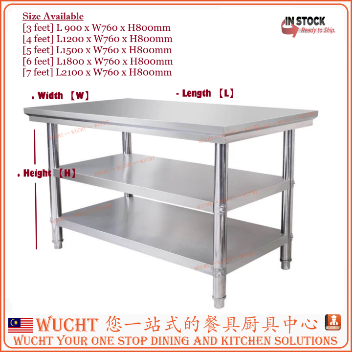 WUCHT】3 feet Working Table Heavy Duty Stainless Steel Food