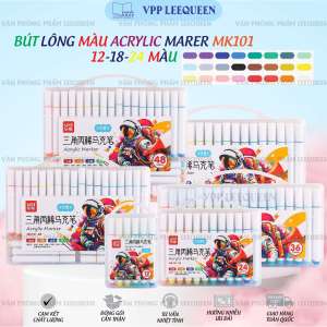 Bộ Bút Màu Acrylic Marker LEA MK101 Đầu Tròn Cao Cấp Màu Sắc Tươi Sáng Chống Thấm Nước Vẽ Lên Được Nhiều Chất Liệu