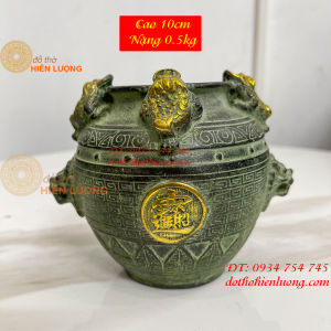 Hũ Cóc Bằng Đồng Màu Xanh Giả Cổ Tài Lộc Cao 10cm Nặng 05kg - Bình Hút Lộc Bằng Đồng