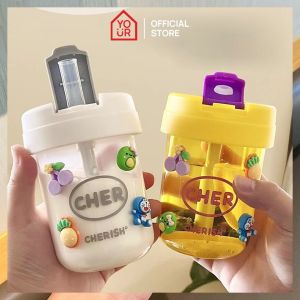 Botol Minum Anak Sekolah [FREE SEDOTAN] / Botol Minum Cher Portable 300ml Anti Bocor / BPA FREE / Botol Air / Gelas Minum Anak