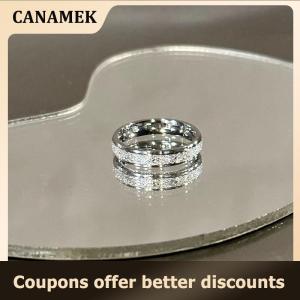 【 CANAMEK 】 2Pcs Fashion Shiny Geometric Couple Ring For Men Women Exquisite Daily Versatile Black White Ring Jewelry Accessories Gifts