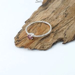 Cincin Imut Perak Wanita 925 Pink Tourmaline Minimalie