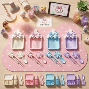 Pink White Perler Beads Tool Bottle Styler Bow Perler Beads Novice Tool Set 奶瓶豆笔豆铲工具拼豆套装