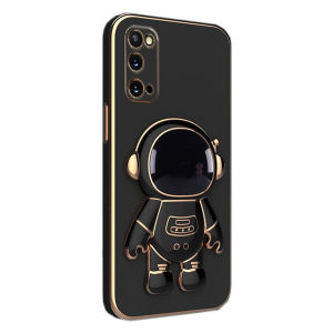 Compatible with Galaxy Note 20 Ultra Case Cute Plating 3D Astronaut Hidden Kickstand Holder Case Soft TPU Bumper Electroplating Shockproof Protective Cover Phone Case for Samsung Galaxy Note 20