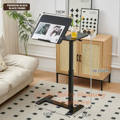 Upgraded Adjustable Height Bedside Table Lifting Desk/Movable Sofa Side Coffee Table with Wheels