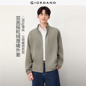 Giordano Beau Monde Men Polar fleece stand collar raglan sleeve jacket Free Shipping 13076803