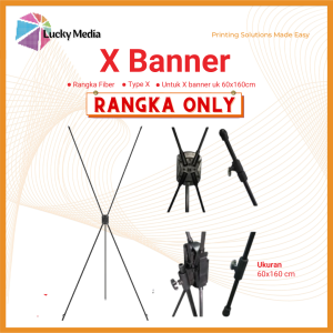X-Banner (RANGKA ONLY) Stand X Banner Hitam 60x160cm Display Promosi Standing Tiang Usaha Olshop