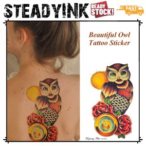 [𝚂𝚝𝚎𝚊𝚍𝚢𝙸𝙽𝙺] Temporary Owl Tattoo Sticker | Lasting Waterproof | Body Tatu Makeup | For Carnival Event Music Festival Party |