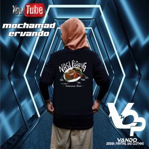 BAJU KAOS NASI PADANG / KAOS DISTRO / TSHIRT MAKANAN KULINER INDONESIA FOOD hitam