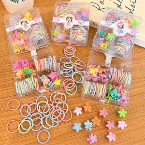 Aikoky Multi-Colored Lovely Girls Hair Ties And Hair Clips Set ChildrenS Girls Hairpin Hair Ring Ponytail Rubber Band Mini Hair Clip Set