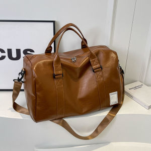 IELGY Portable Travel Bag High-End Sense Large-Capacity Sports Gym Bag Leather Travel Clothes Luggage Bag