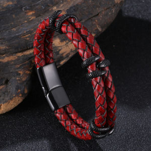 [ Popular ] European and American best-selling vintage genuine leather woven bracelet personalized claw leather wristband direct from the manufacturer